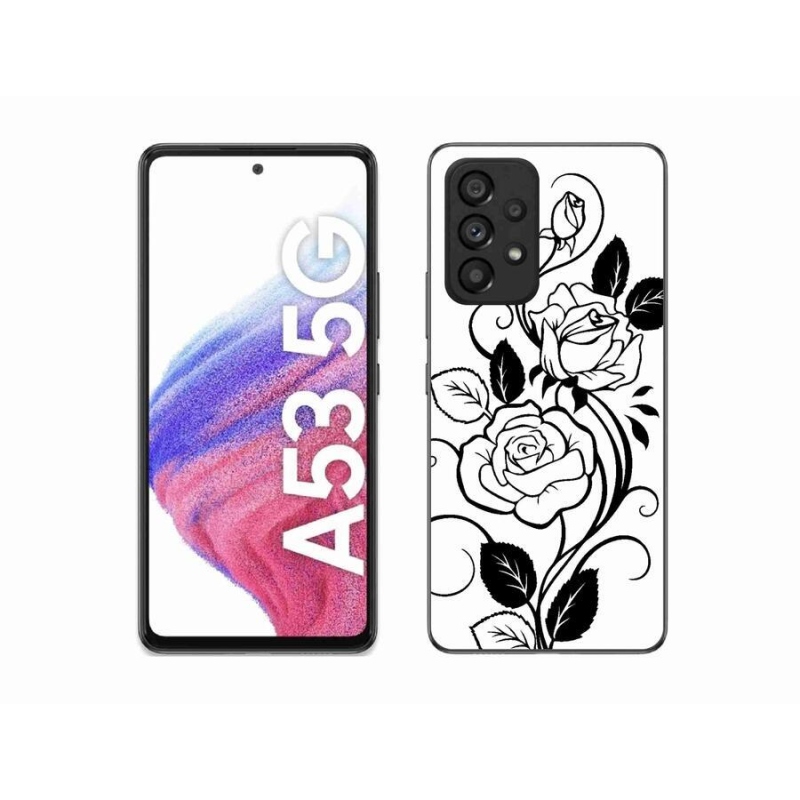 Gelový kryt mmCase na mobil Samsung Galaxy A53 5G - černobílá růže