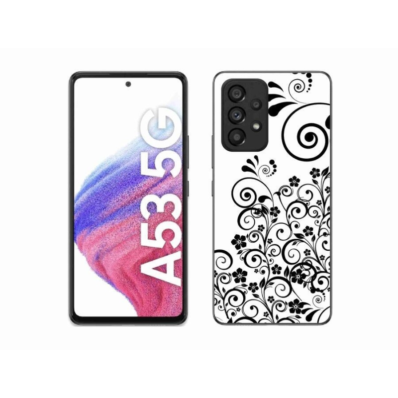 Gelový kryt mmCase na mobil Samsung Galaxy A53 5G - černobílé květinové vzory