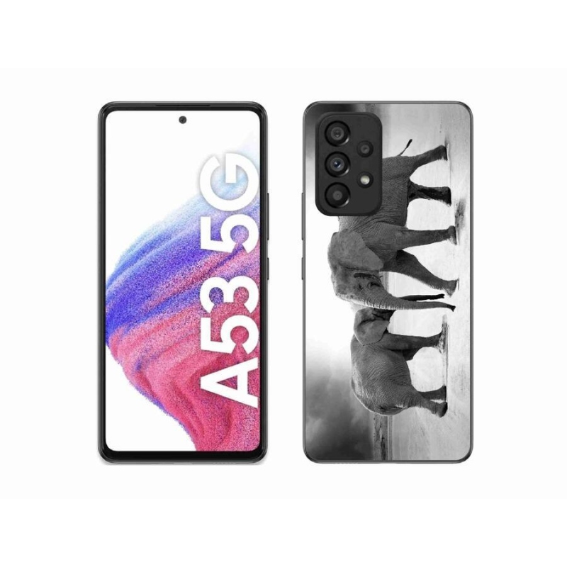 Gelový kryt mmCase na mobil Samsung Galaxy A53 5G - černobílí sloni
