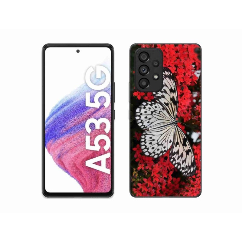 Gelový kryt mmCase na mobil Samsung Galaxy A53 5G - černobílý motýl 1