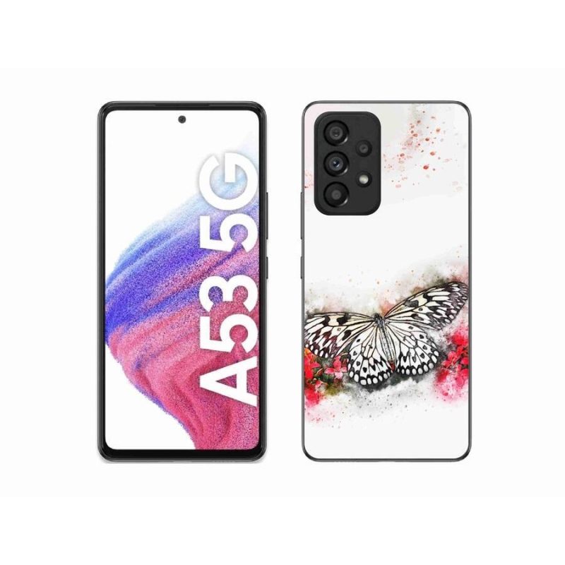 Gelový kryt mmCase na mobil Samsung Galaxy A53 5G - černobílý motýl