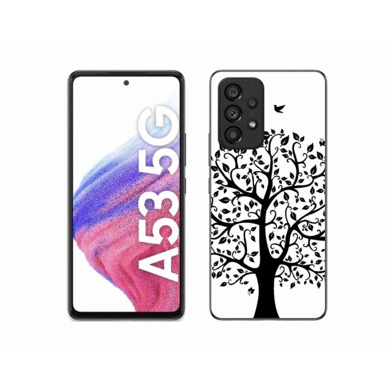 Gelový kryt mmCase na mobil Samsung Galaxy A53 5G - černobílý strom