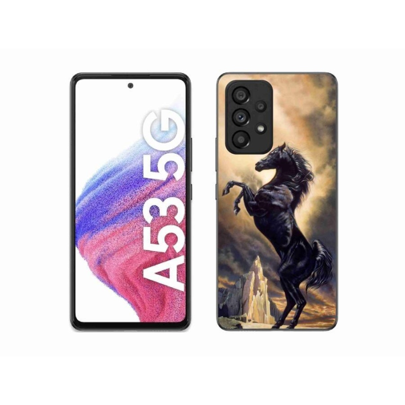 Gelový kryt mmCase na mobil Samsung Galaxy A53 5G - černý kreslený kůň