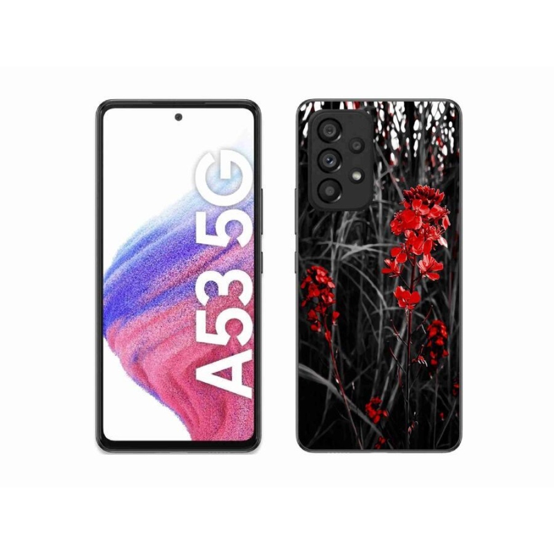 Gelový kryt mmCase na mobil Samsung Galaxy A53 5G - červená rostlina