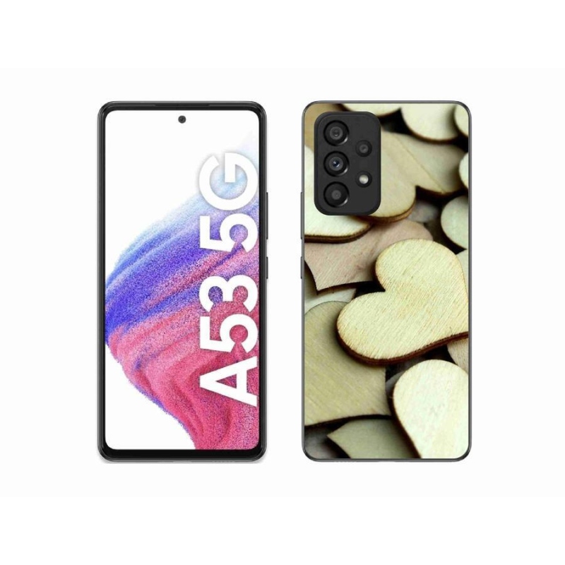 Gelový kryt mmCase na mobil Samsung Galaxy A53 5G - dřevěná srdíčka