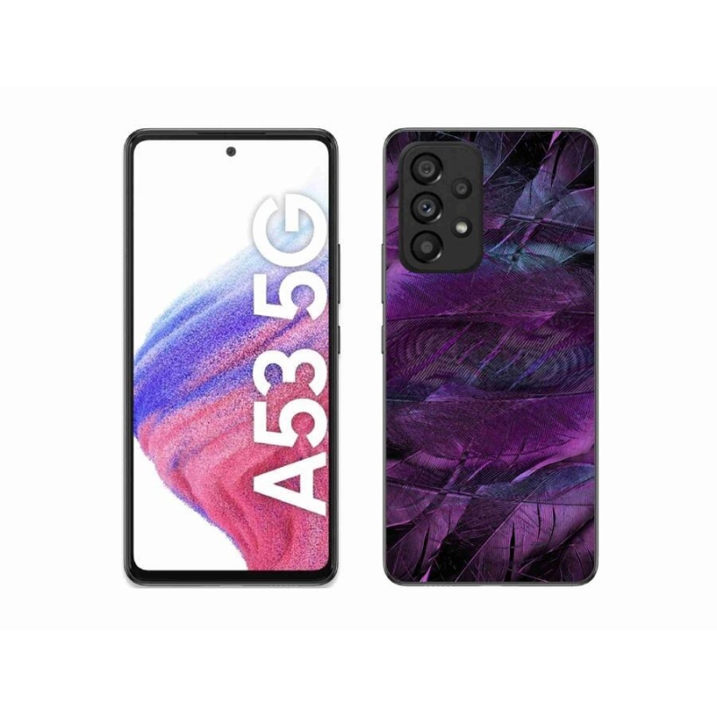 Gelový kryt mmCase na mobil Samsung Galaxy A53 5G - fialová pírka