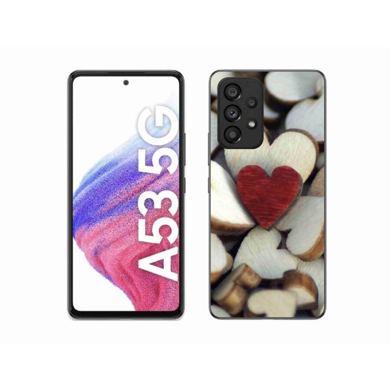 Gelový kryt mmCase na mobil Samsung Galaxy A53 5G - gravírované červené srdce