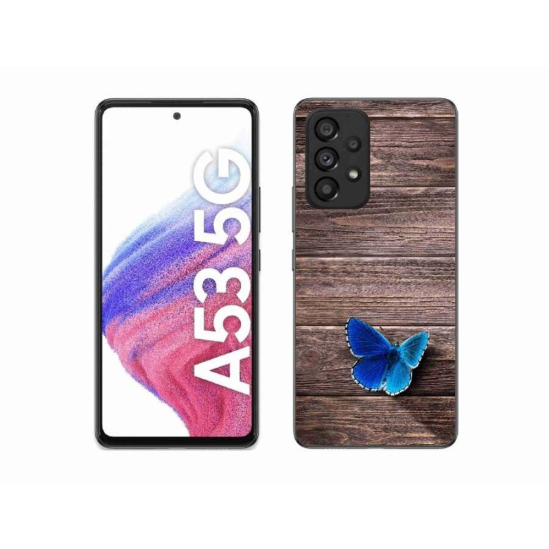 Gelový kryt mmCase na mobil Samsung Galaxy A53 5G - modrý motýl 1