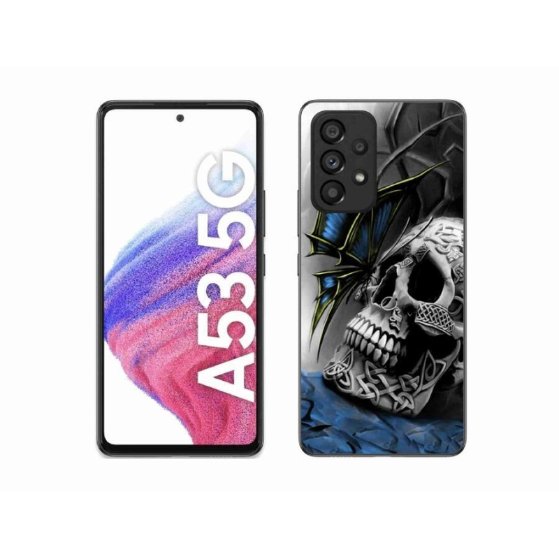 Gelový kryt mmCase na mobil Samsung Galaxy A53 5G - motýl a lebka