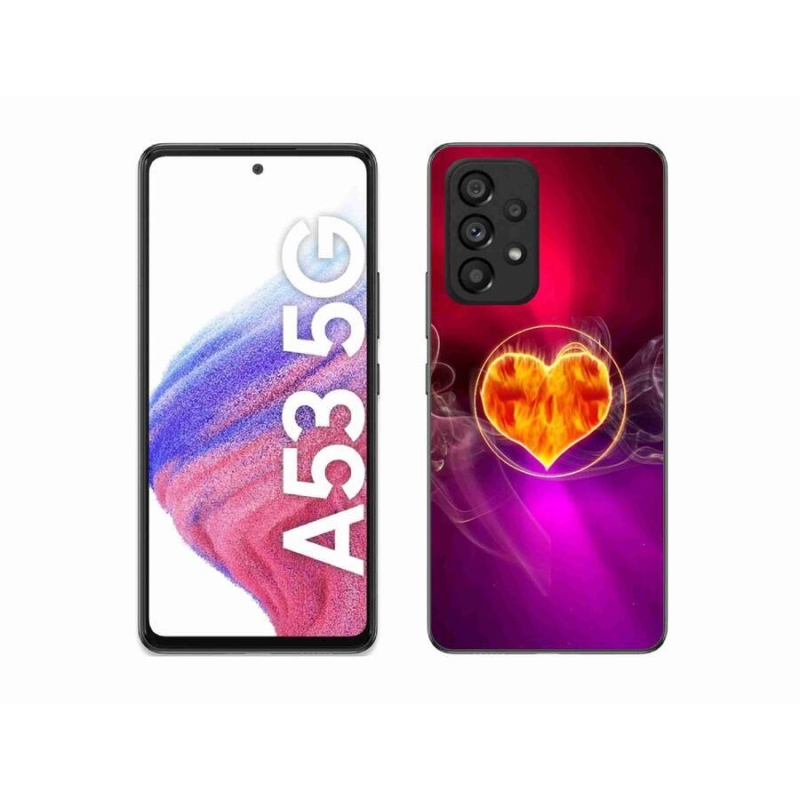 Gelový kryt mmCase na mobil Samsung Galaxy A53 5G - ohnivé srdce