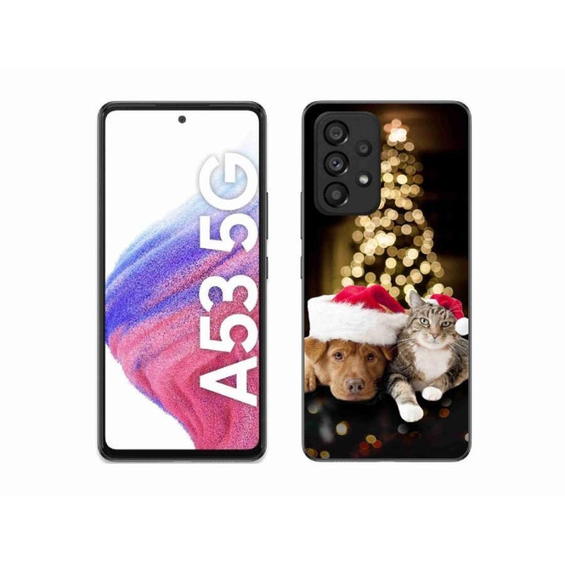 Gelový kryt mmCase na mobil Samsung Galaxy A53 5G - vánoční pes a kočka