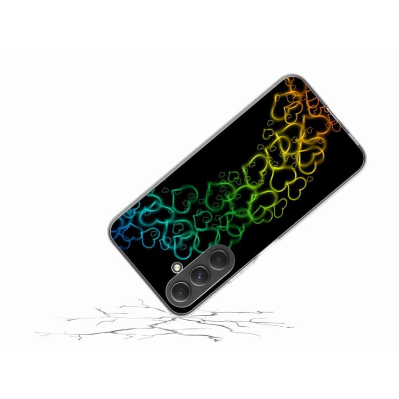 Gelový kryt mmCase na mobil Samsung Galaxy A54 5G - barevná srdíčka
