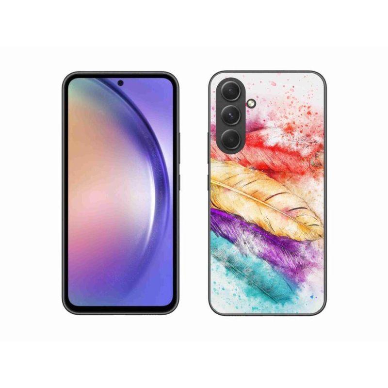 Gelový kryt mmCase na mobil Samsung Galaxy A54 5G - barevné peří