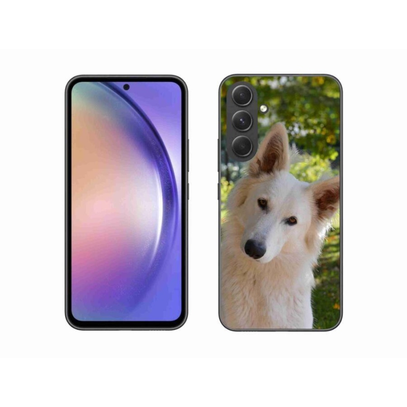 Gelový kryt mmCase na mobil Samsung Galaxy A54 5G - bílý švýcarský ovčák 1