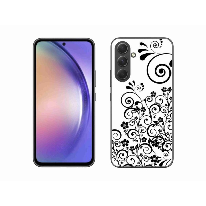 Gelový kryt mmCase na mobil Samsung Galaxy A54 5G - černobílé květinové vzory