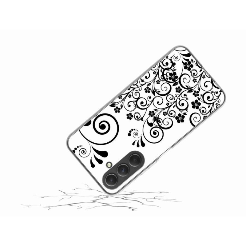 Gelový kryt mmCase na mobil Samsung Galaxy A54 5G - černobílé květinové vzory