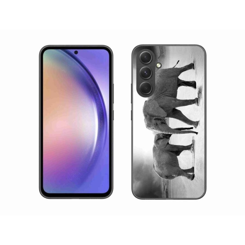 Gelový kryt mmCase na mobil Samsung Galaxy A54 5G - černobílí sloni