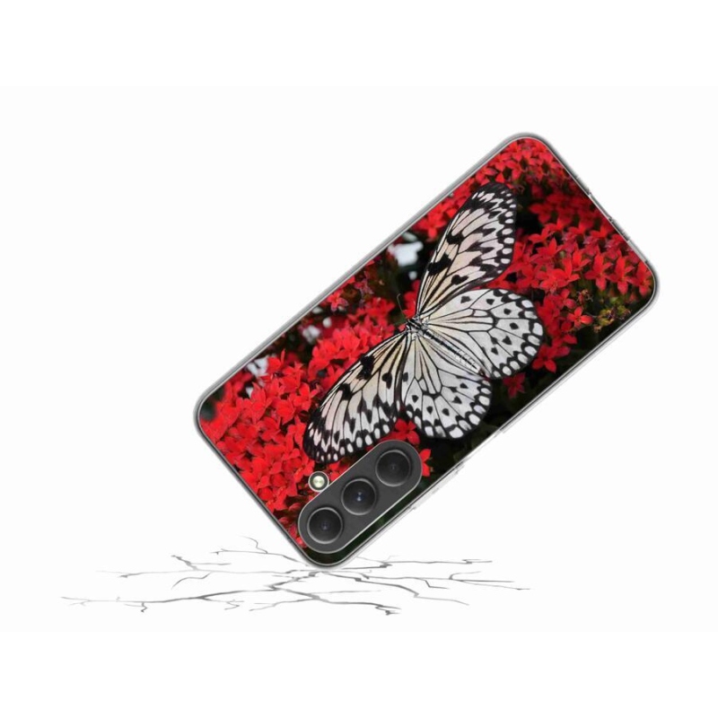 Gelový kryt mmCase na mobil Samsung Galaxy A54 5G - černobílý motýl 1