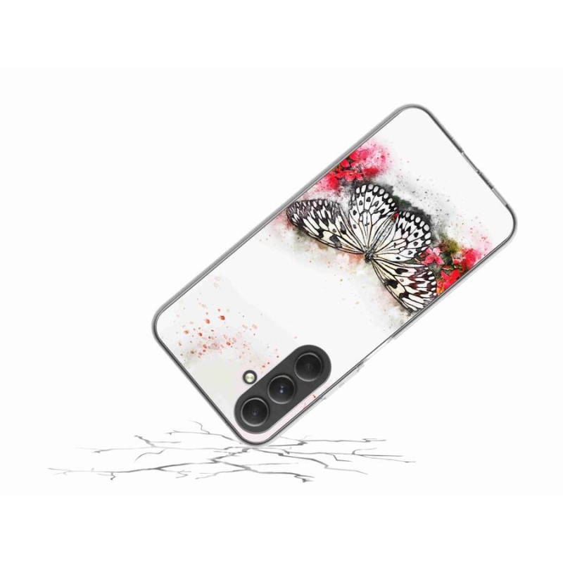 Gelový kryt mmCase na mobil Samsung Galaxy A54 5G - černobílý motýl