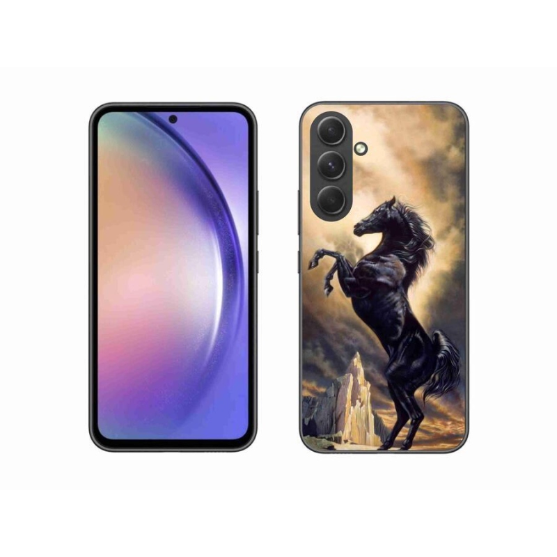 Gelový kryt mmCase na mobil Samsung Galaxy A54 5G - černý kreslený kůň