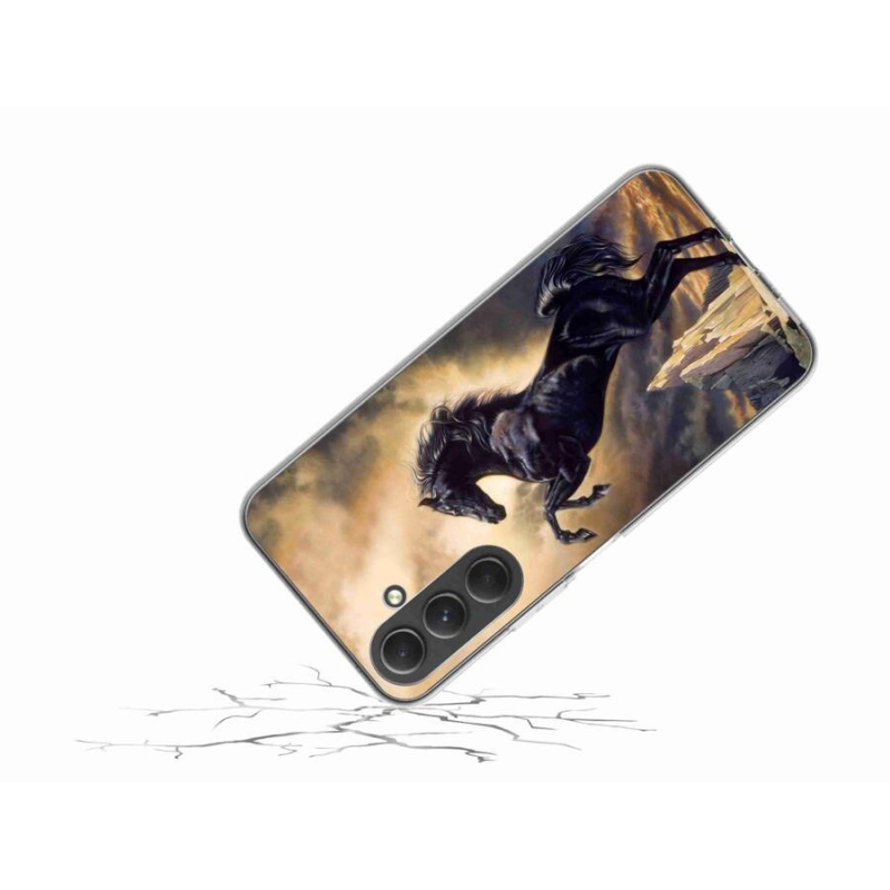 Gelový kryt mmCase na mobil Samsung Galaxy A54 5G - černý kreslený kůň