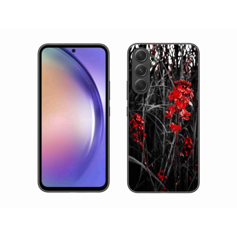 Gelový kryt mmCase na mobil Samsung Galaxy A54 5G - červená rostlina