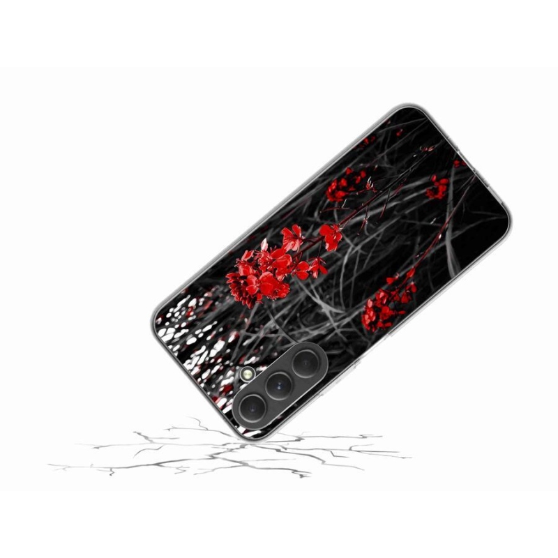 Gelový kryt mmCase na mobil Samsung Galaxy A54 5G - červená rostlina