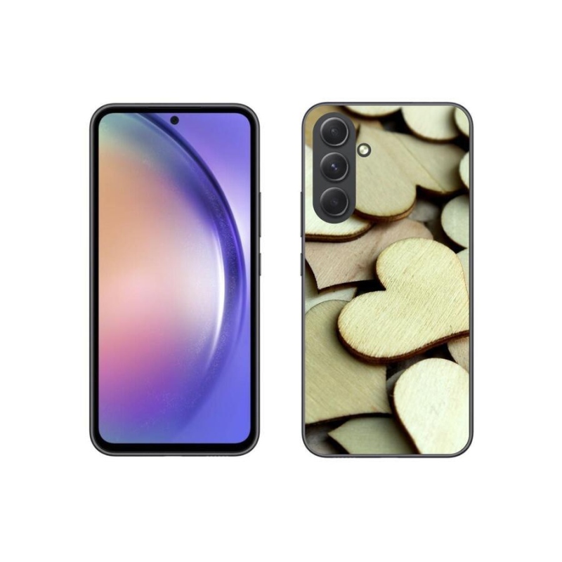 Gelový kryt mmCase na mobil Samsung Galaxy A54 5G - dřevěná srdíčka