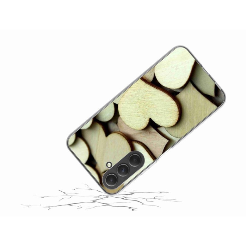 Gelový kryt mmCase na mobil Samsung Galaxy A54 5G - dřevěná srdíčka