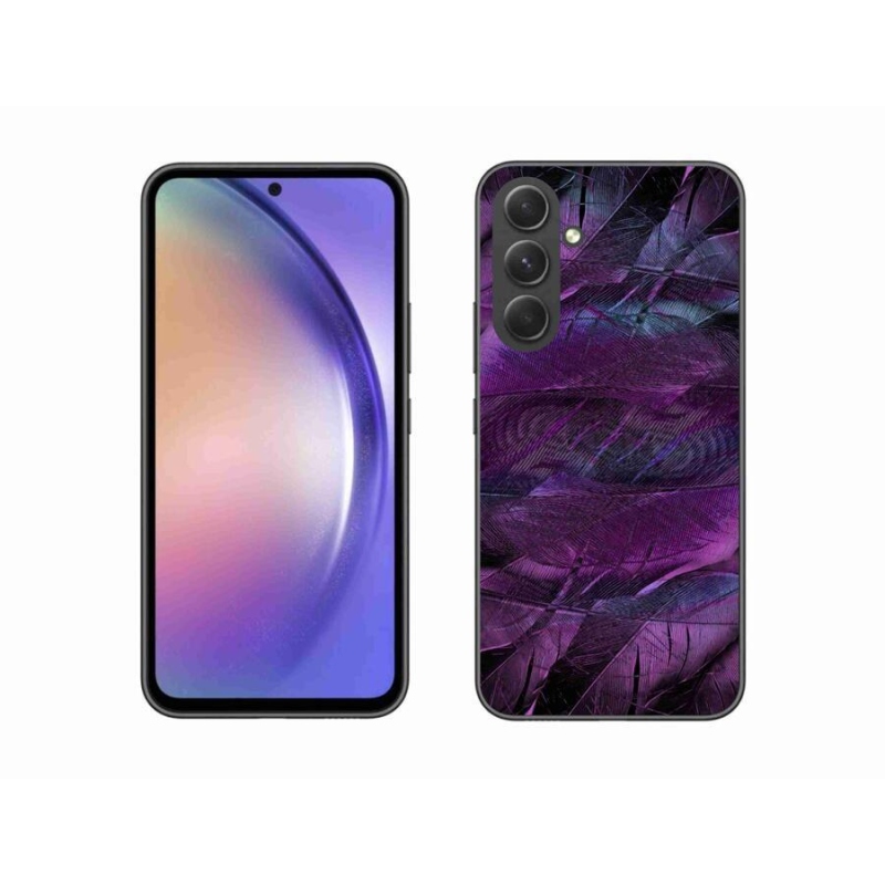 Gelový kryt mmCase na mobil Samsung Galaxy A54 5G - fialová pírka