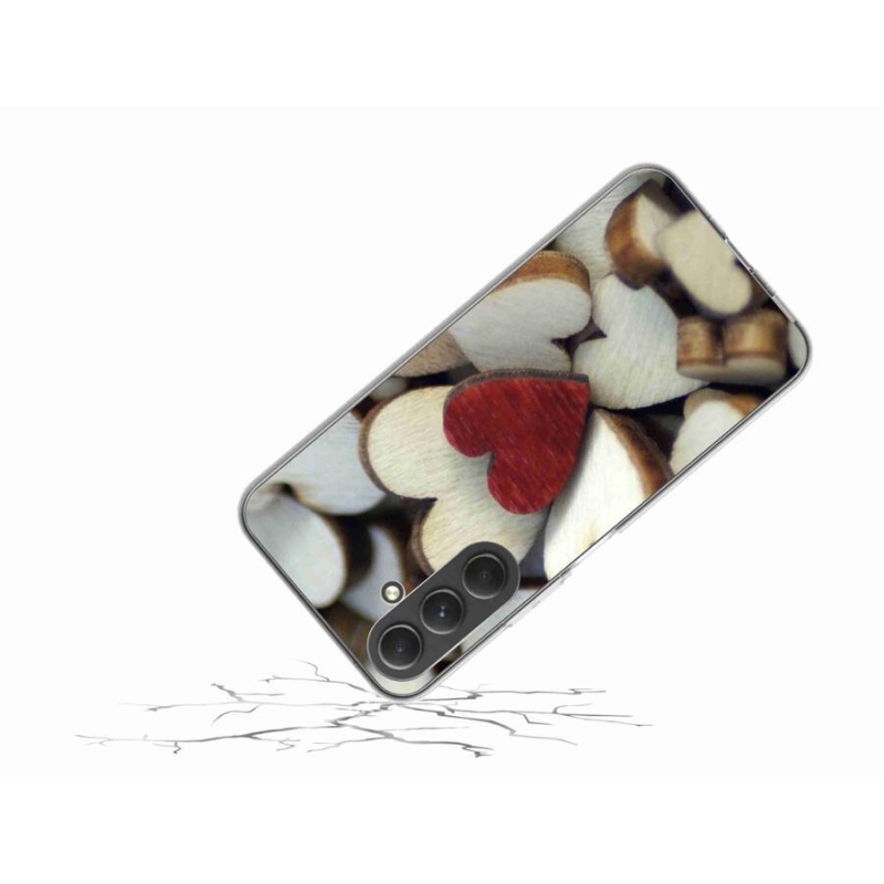 Gelový kryt mmCase na mobil Samsung Galaxy A54 5G - gravírované červené srdce