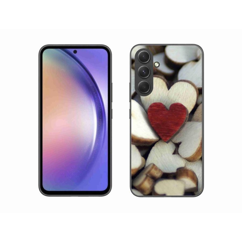 Gelový kryt mmCase na mobil Samsung Galaxy A54 5G - gravírované červené srdce