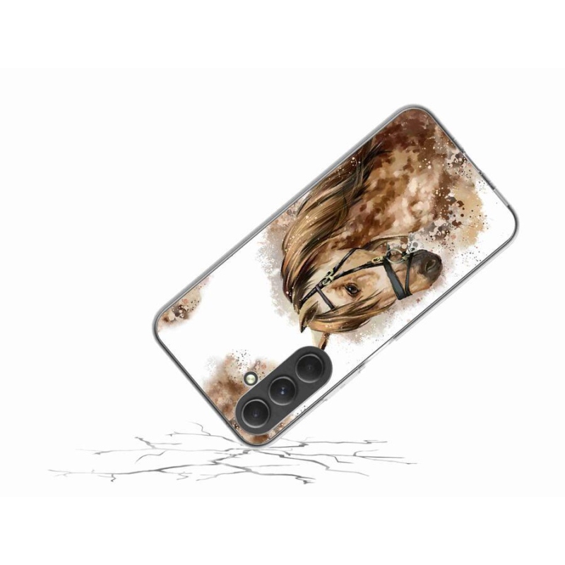 Gelový kryt mmCase na mobil Samsung Galaxy A54 5G - hnědý kreslený kůň