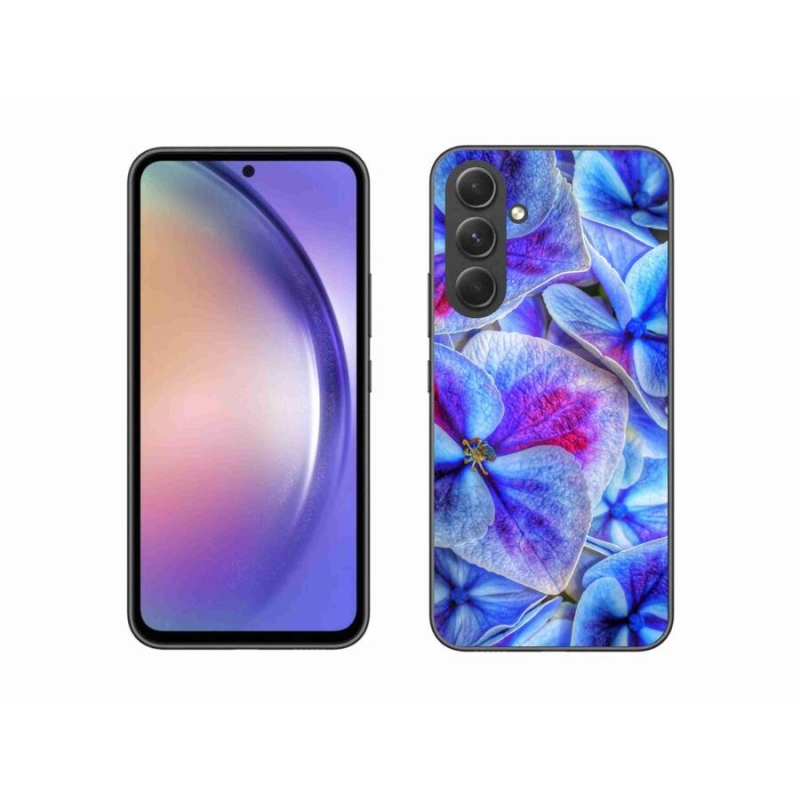 Gelový kryt mmCase na mobil Samsung Galaxy A54 5G - modré květy 1