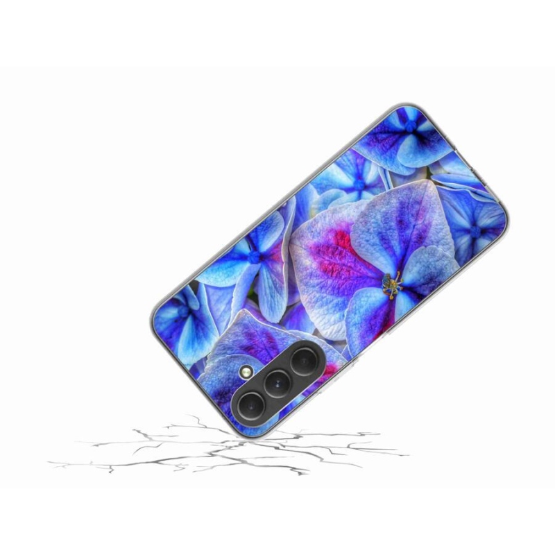 Gelový kryt mmCase na mobil Samsung Galaxy A54 5G - modré květy 1