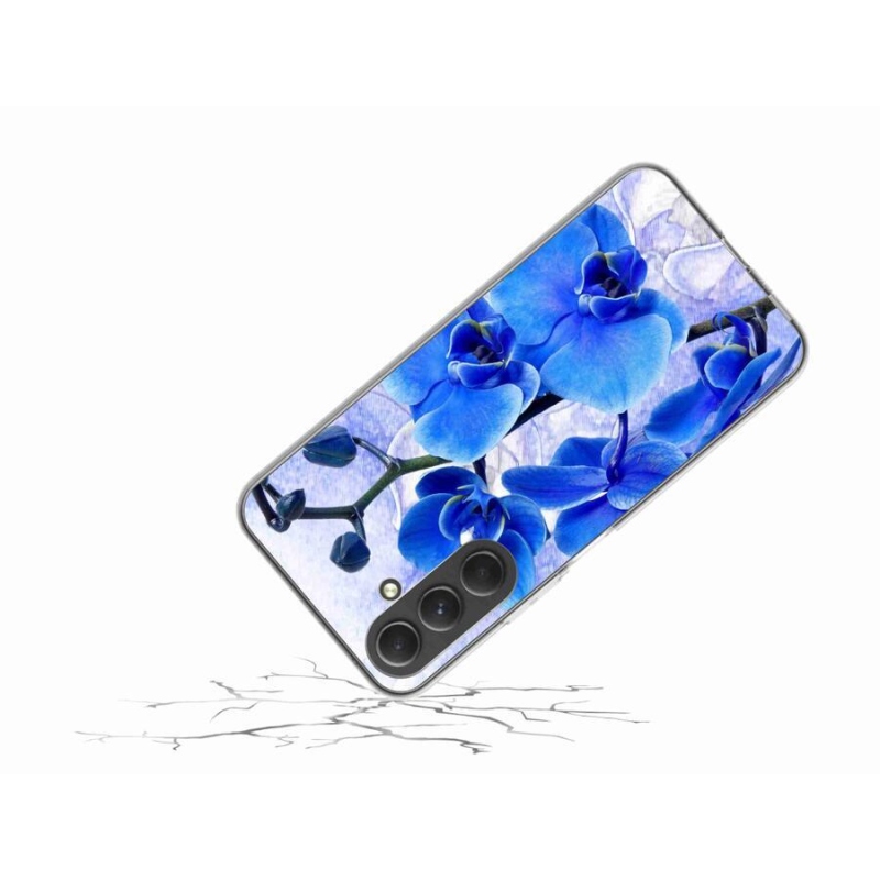 Gelový kryt mmCase na mobil Samsung Galaxy A54 5G - modré květy