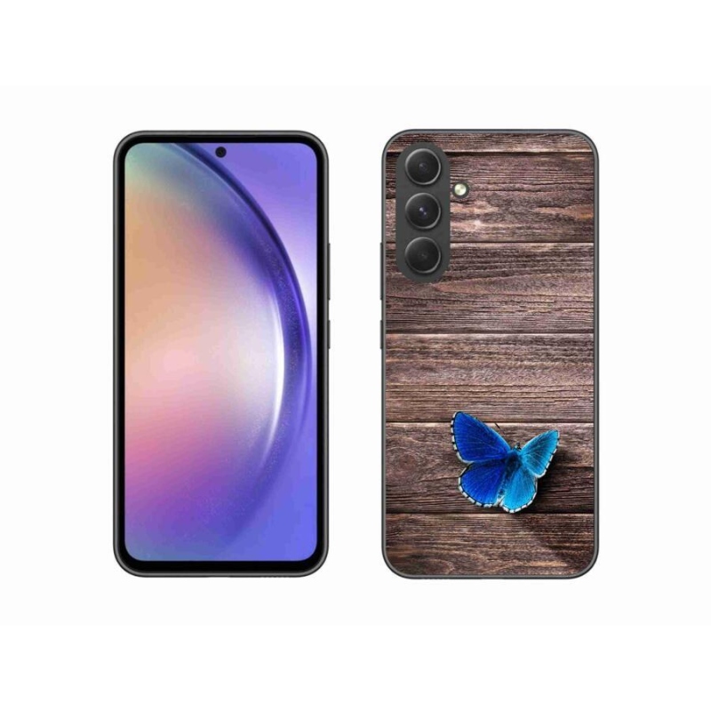 Gelový kryt mmCase na mobil Samsung Galaxy A54 5G - modrý motýl 1