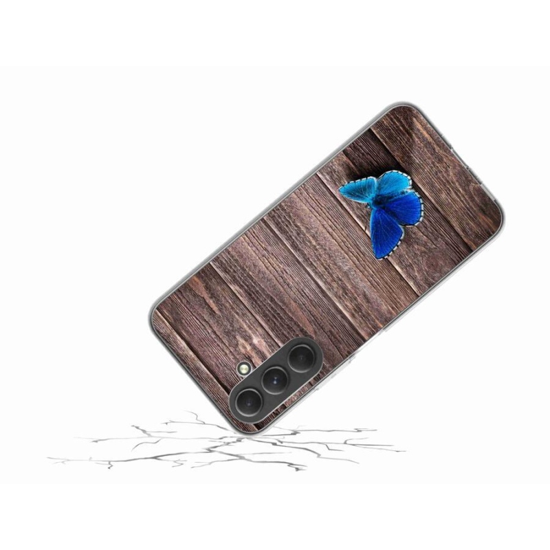 Gelový kryt mmCase na mobil Samsung Galaxy A54 5G - modrý motýl 1