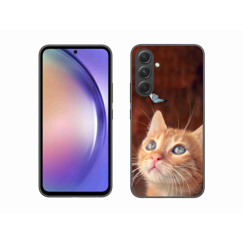 Gelový kryt mmCase na mobil Samsung Galaxy A54 5G - motýl a kotě