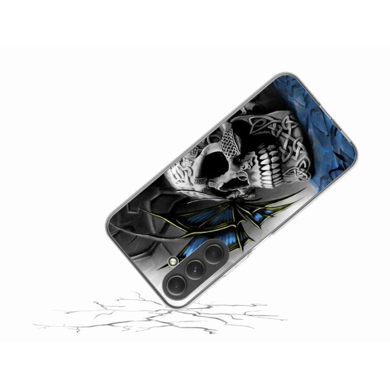 Gelový kryt mmCase na mobil Samsung Galaxy A54 5G - motýl a lebka