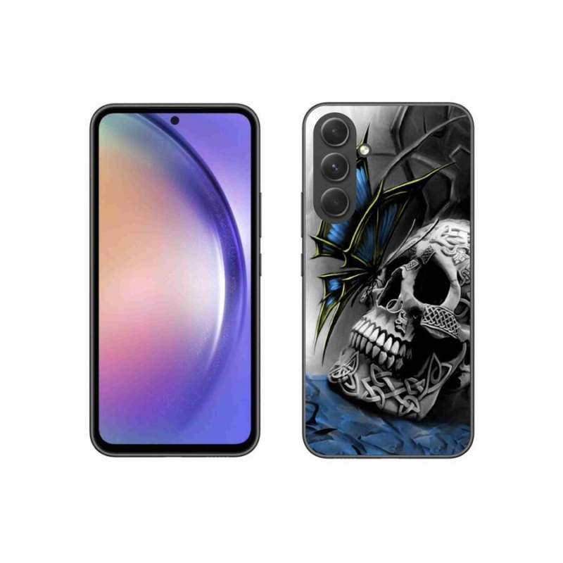 Gelový kryt mmCase na mobil Samsung Galaxy A54 5G - motýl a lebka