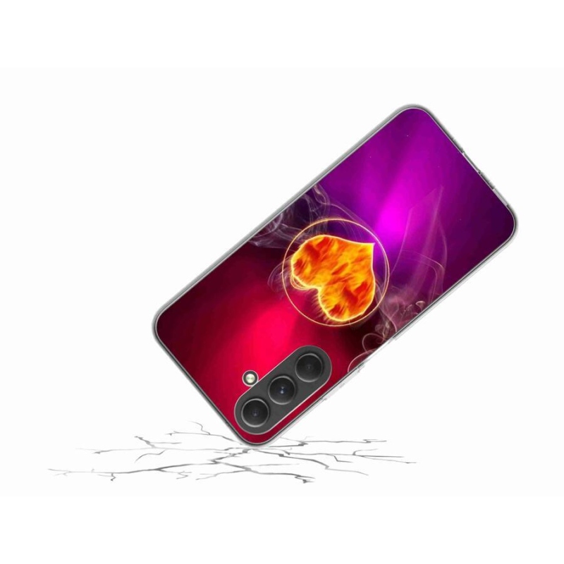Gelový kryt mmCase na mobil Samsung Galaxy A54 5G - ohnivé srdce