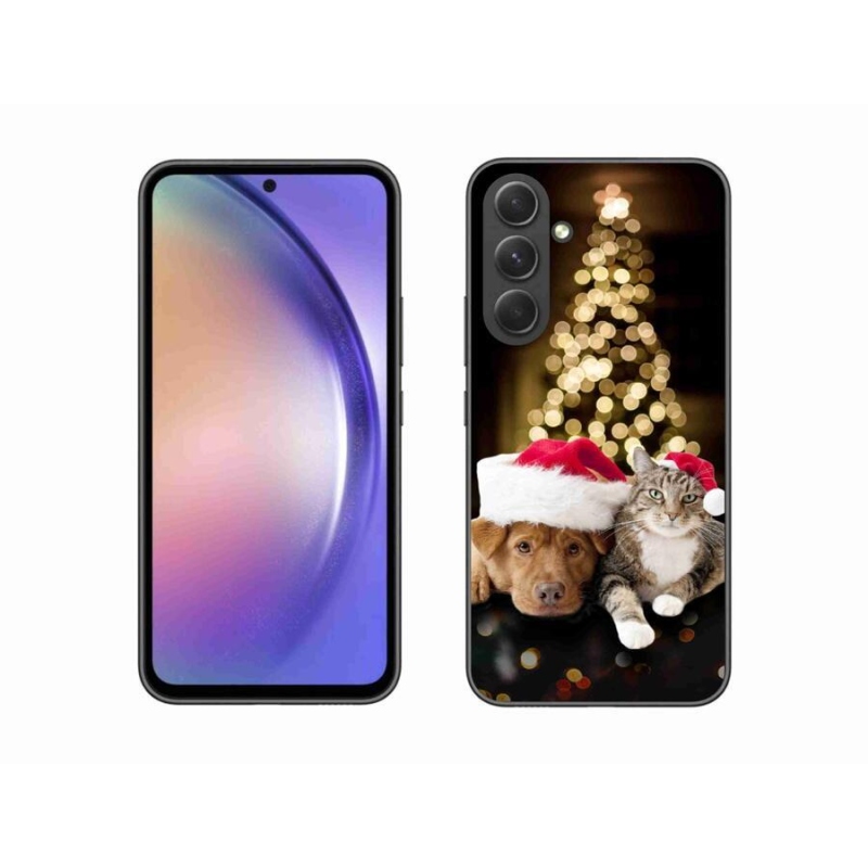 Gelový kryt mmCase na mobil Samsung Galaxy A54 5G - vánoční pes a kočka