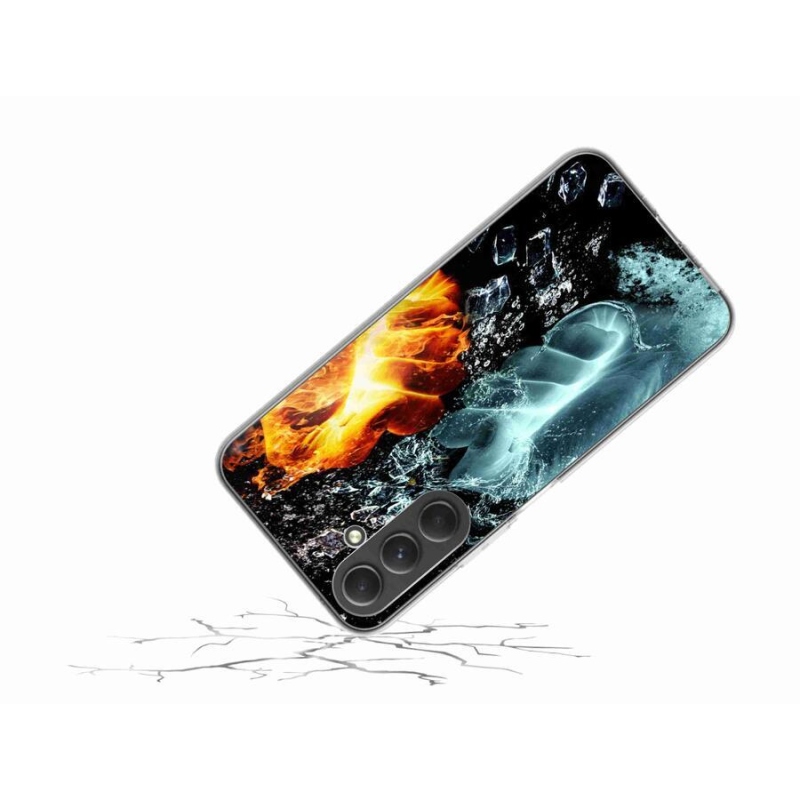 Gelový kryt mmCase na mobil Samsung Galaxy A54 5G - voda a oheň