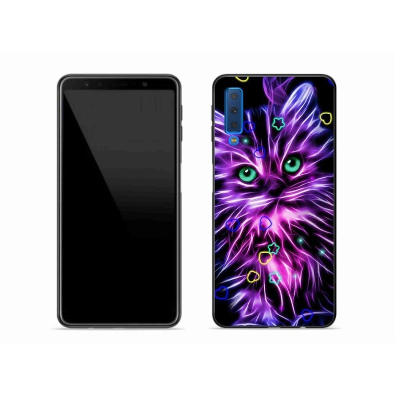 Gelový kryt mmCase na mobil Samsung Galaxy A7 (2018) - abstraktní kočka