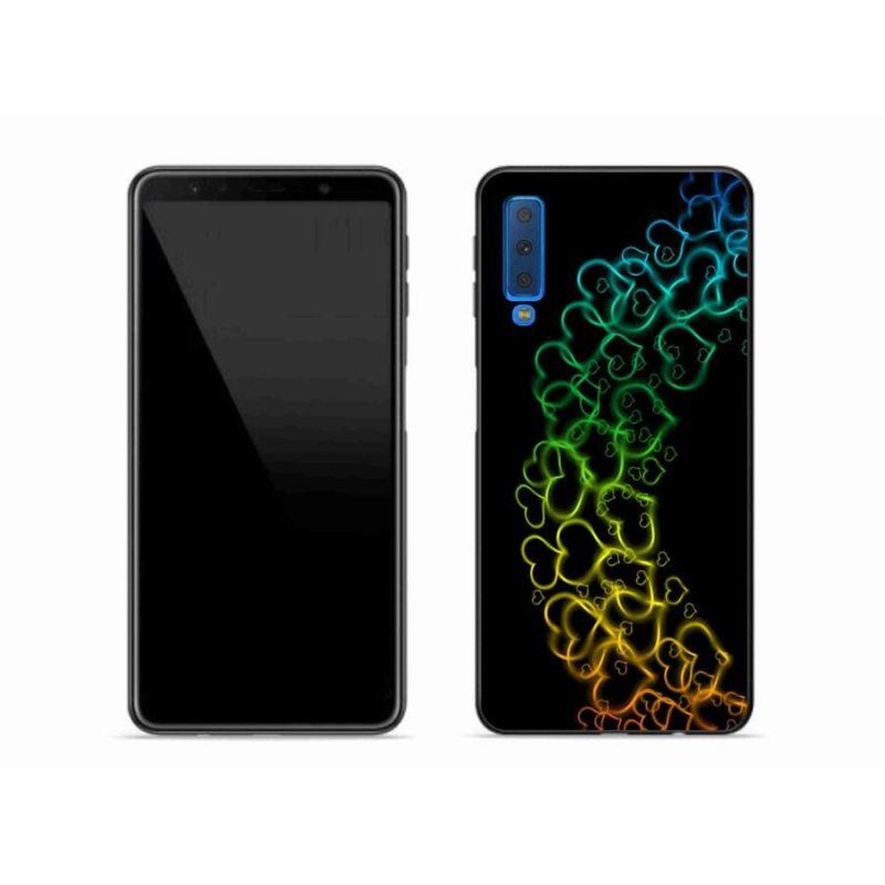 Gelový kryt mmCase na mobil Samsung Galaxy A7 (2018) - barevná srdíčka