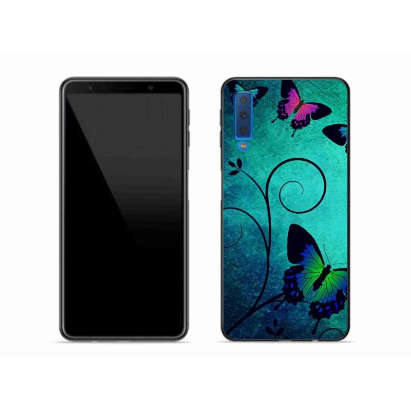 Gelový kryt mmCase na mobil Samsung Galaxy A7 (2018) - barevní motýli