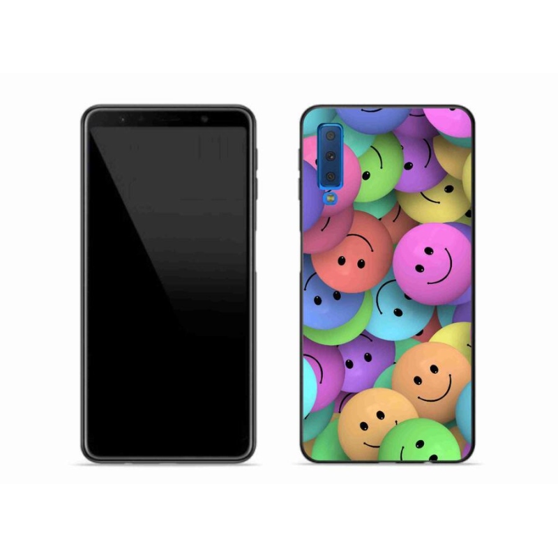 Gelový kryt mmCase na mobil Samsung Galaxy A7 (2018) - barevní smajlíci