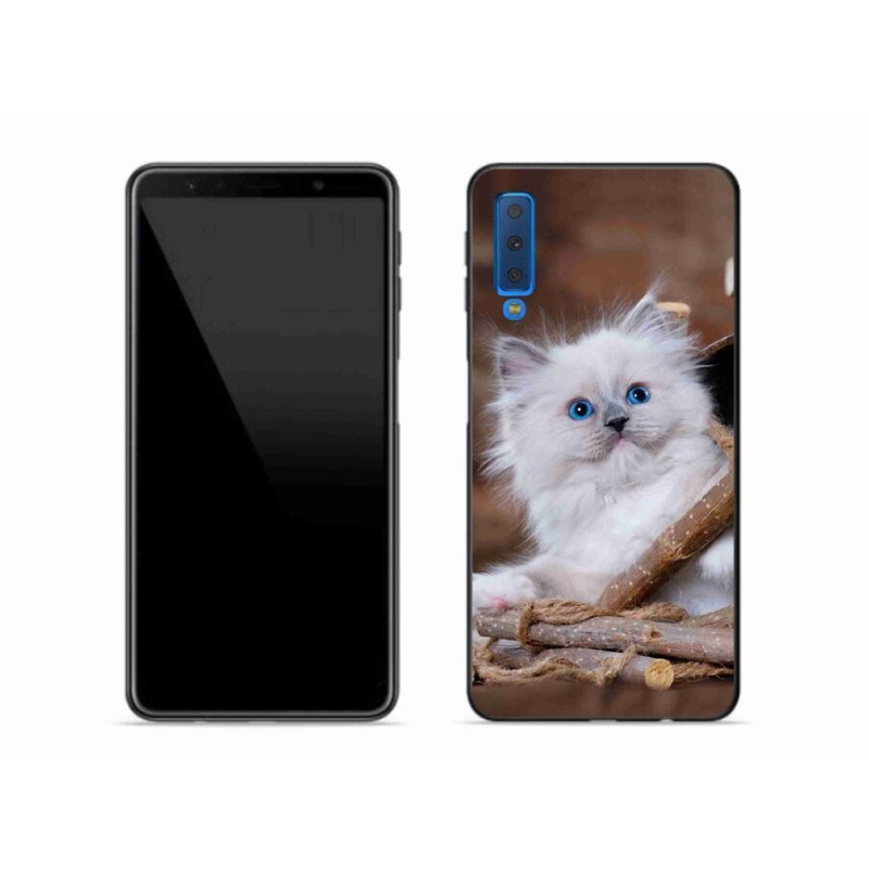 Gelový kryt mmCase na mobil Samsung Galaxy A7 (2018) - bílé kotě