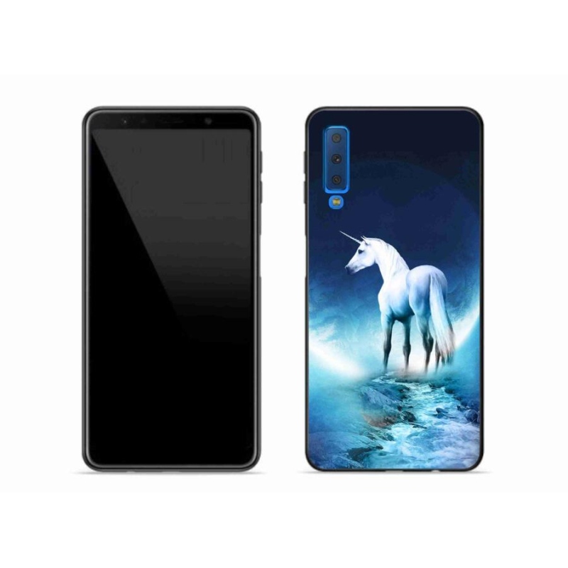 Gelový kryt mmCase na mobil Samsung Galaxy A7 (2018) - bílý jednorožec